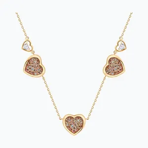 Колье из золочёного серебра с кристальной тканью и фианитами