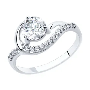 Кольцо из серебра с фианитами