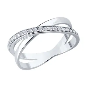 Кольцо из серебра с фианитами