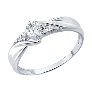 Кольцо из серебра с фианитами