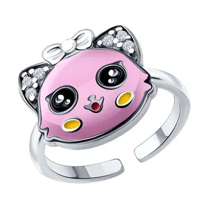 Кольцо из серебра с фианитами и эмалью