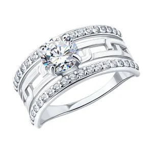 Кольцо из серебра с фианитами и эмалью