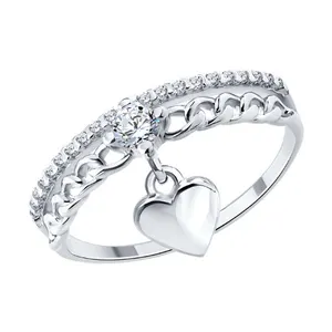 Кольцо из серебра с фианитами