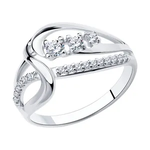 Кольцо из серебра с фианитами