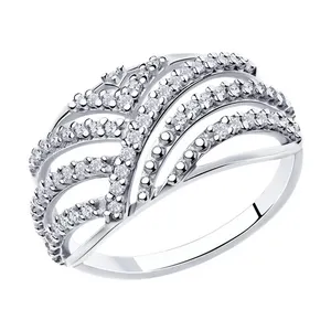 Кольцо из серебра с фианитами