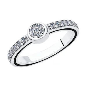 Кольцо из серебра с фианитами и эмалью