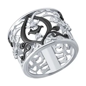 Кольцо из серебра с фианитами