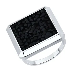 Кольцо из серебра с кристальной тканью