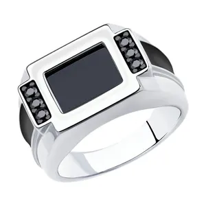 Кольцо из серебра с эмалью и и фианитами