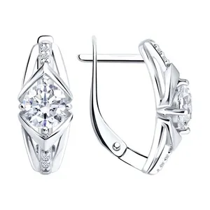 Серьги из серебра с фианитами