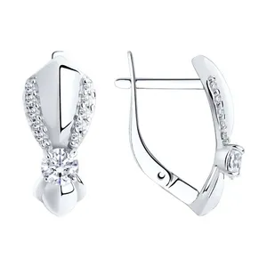 Серьги из серебра с фианитами