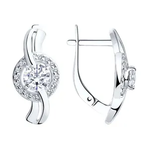Серьги из серебра с фианитами