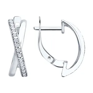 Серьги из серебра с фианитами