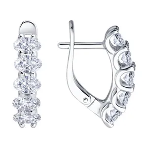 Серьги из серебра с фианитами