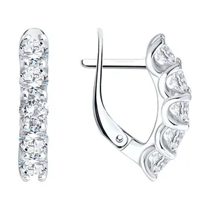 Серьги из серебра с фианитами