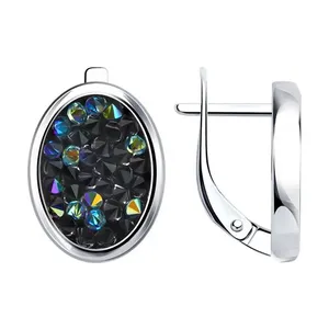 Серьги из серебра с кристальной тканью
