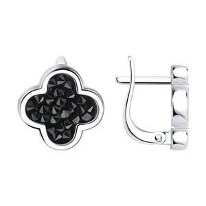 Серьги из серебра с кристальной тканью