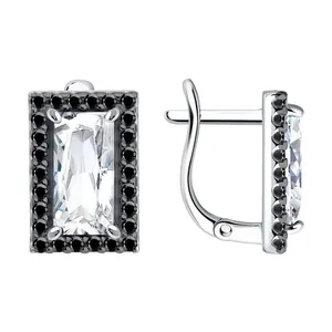 Серьги из серебра с фианитами