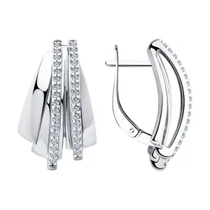 Серьги из серебра с фианитами
