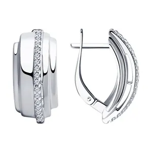 Серьги из серебра с фианитами