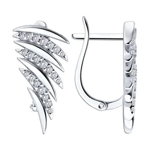 Серьги из серебра с фианитами