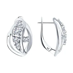 Серьги из серебра с фианитами