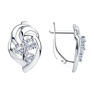 Серьги из серебра с фианитами