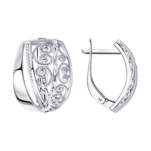 Серьги из серебра с алмазной гранью