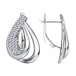 Серьги из серебра с фианитами