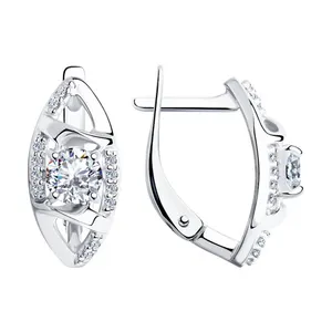 Серьги из серебра с фианитами
