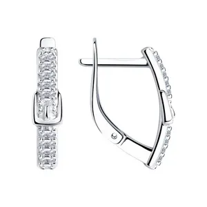 Серьги из серебра с фианитами