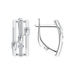 Серьги из серебра с фианитами