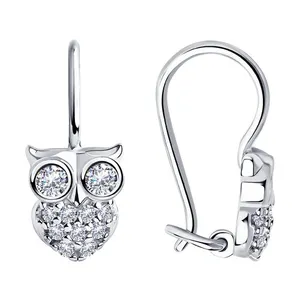 Серьги из серебра с фианитами