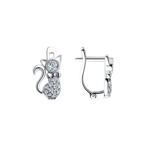 Серьги из серебра с фианитами