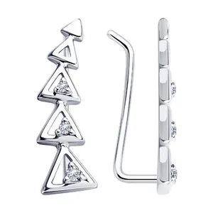 Серьги из серебра с фианитами