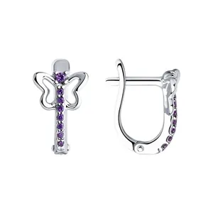 Серьги из серебра с фианитами