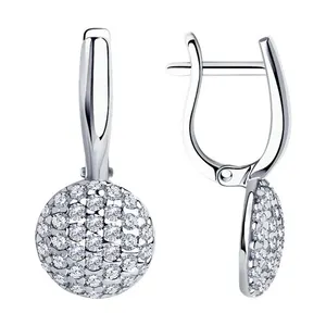 Серьги из серебра с фианитами