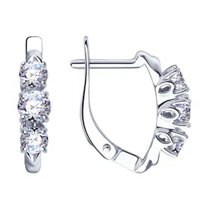 Серьги из серебра с фианитами