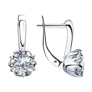 Серьги из серебра с фианитами