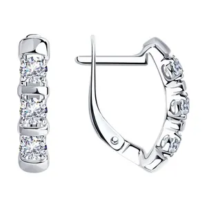 Серьги из серебра с фианитами