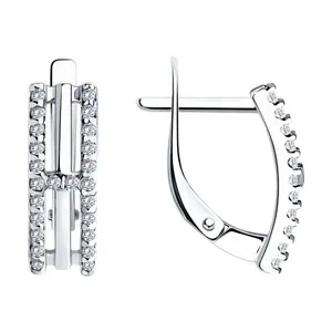 Серьги из серебра с фианитами