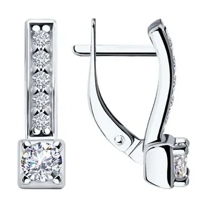 Серьги из серебра с фианитами