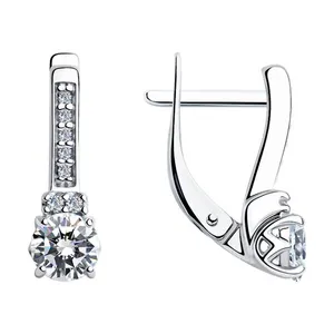 Серьги из серебра с фианитами
