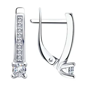 Серьги из серебра с фианитами