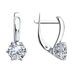 Серьги из серебра с фианитами