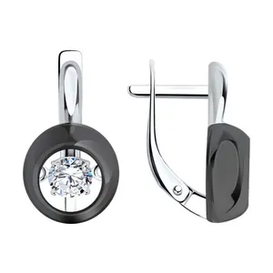 Серьги из серебра с фианитами