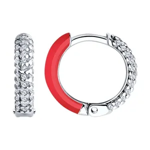 Серьги из серебра с фианитами и эмалью