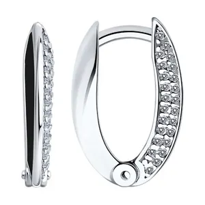 Серьги из серебра с фианитами и эмалью