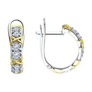 Серьги из золочёного серебра с фианитами