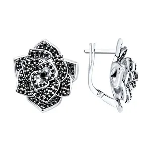 Серьги из серебра с фианитами